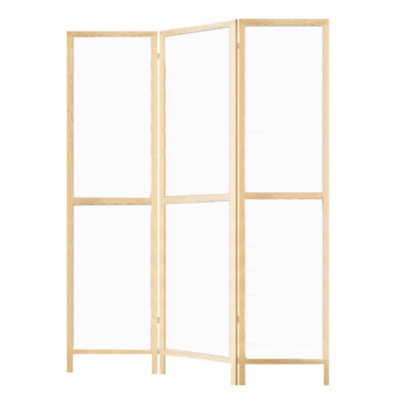 Partition Room Divider - Three-Panel Folding Privacy Screen Room Divider with Solid Wooden Frames