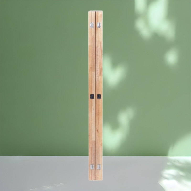 Partition Room Divider - 4 Panel See-through Hessian Folding Screen Room Divider with Solid Woode...