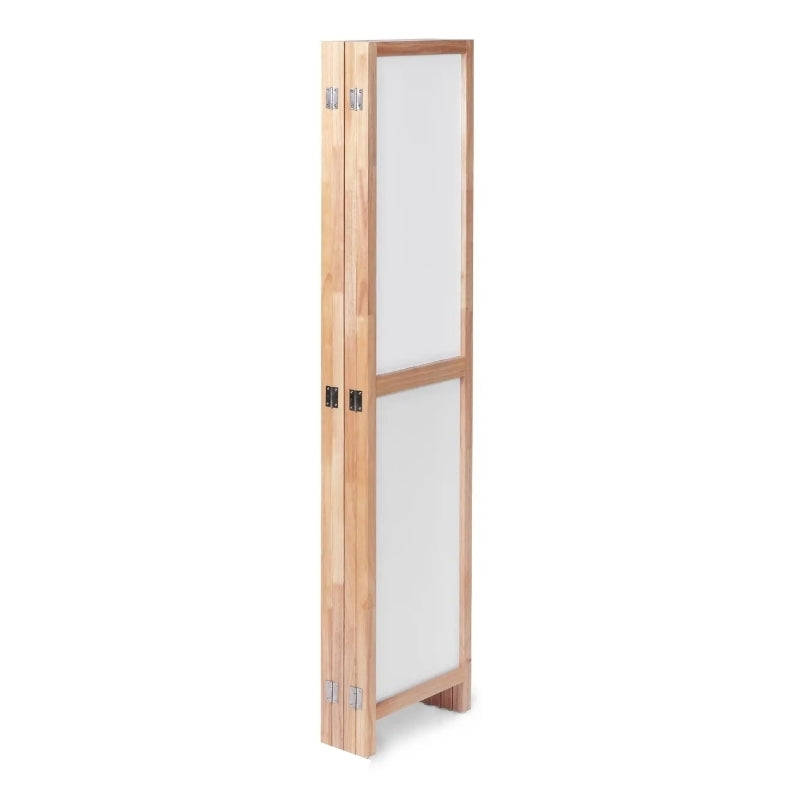 Partition Room Divider - 4 Panel Folding Privacy Screen Room Divider with Solid Wooden Frames