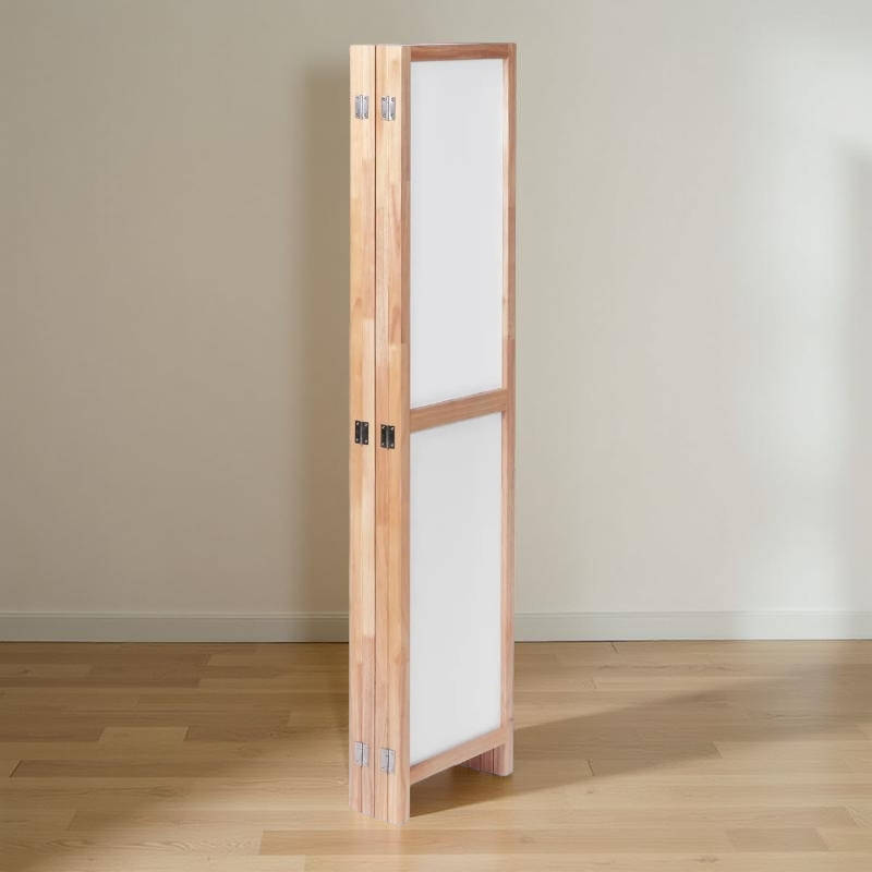 Partition Room Divider - 4 Panel Folding Privacy Screen Room Divider with Solid Wooden Frames