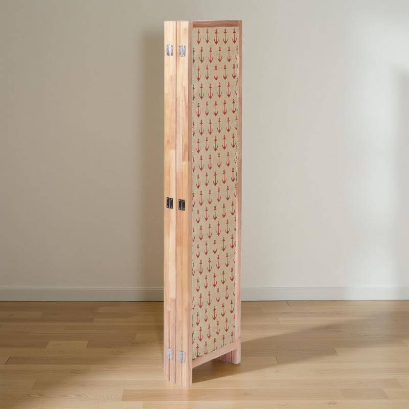 Partition Room Divider - 4 Panel See-through Printed Hessian Folding Screen Room Divider with Sol...