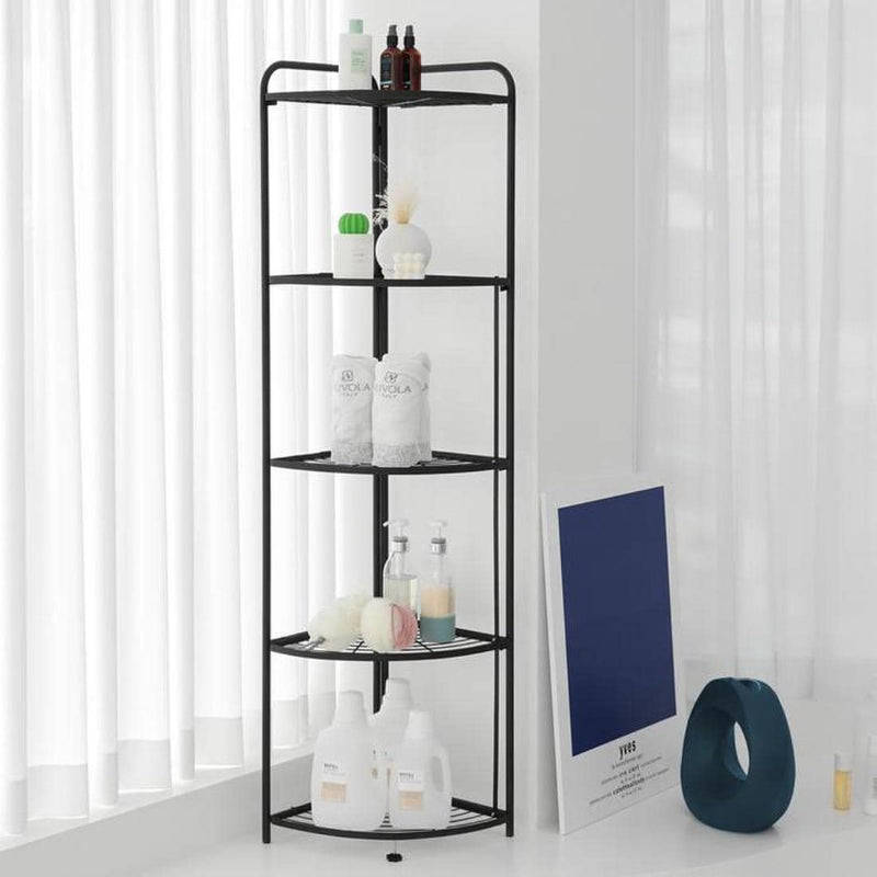 5 Tier Storage Rack Organizer - Stylish Metal 5 Tier Multipurpose Kitchen Shelf Corner Storage Ra...