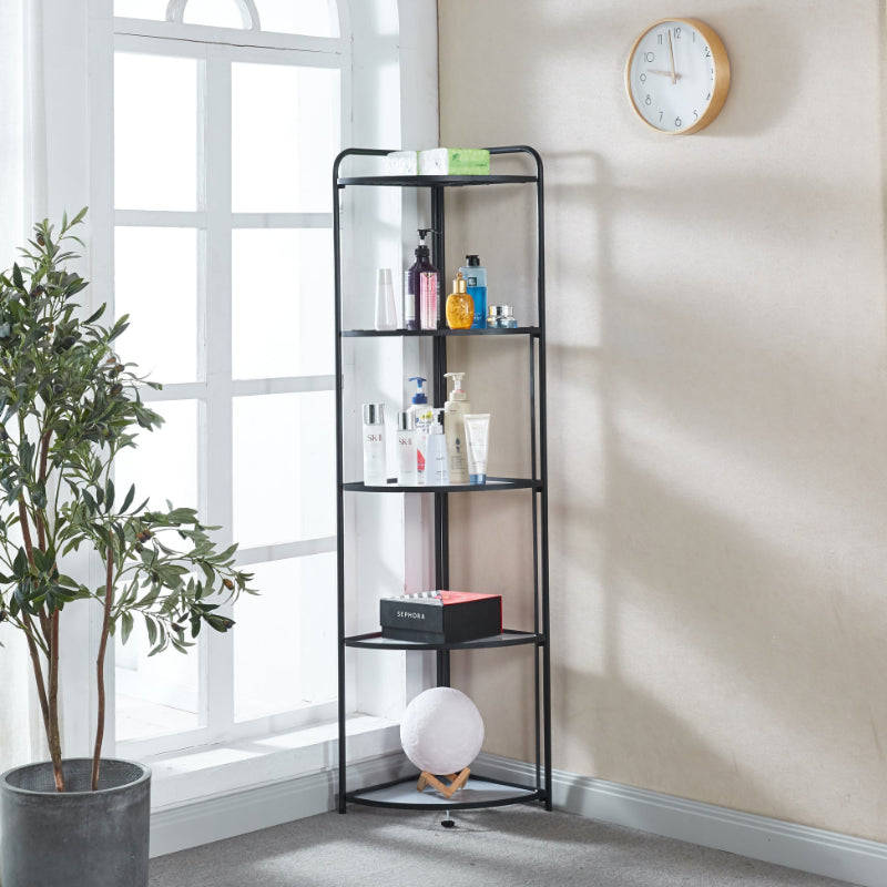 5 Tier Storage Rack Organizer - Stylish Metal 5 Tier Multipurpose Kitchen Shelf Corner Storage Ra...