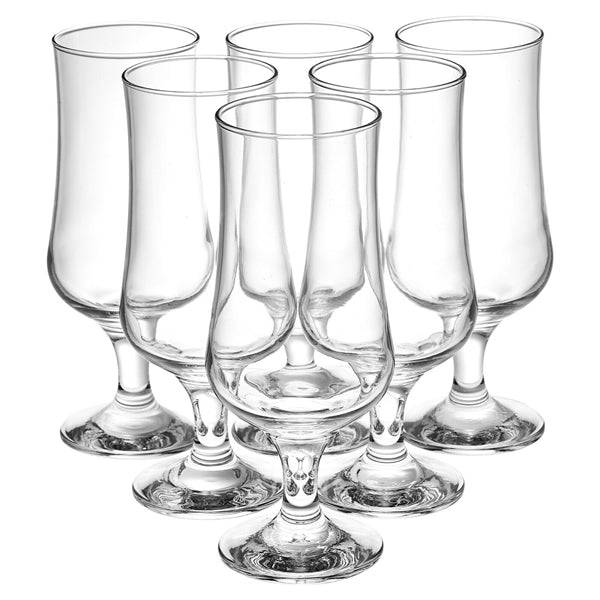 Beer Glass Set - 6 Piece Tulip Shape 370ml Stemmed Drinking Beer Glass Set