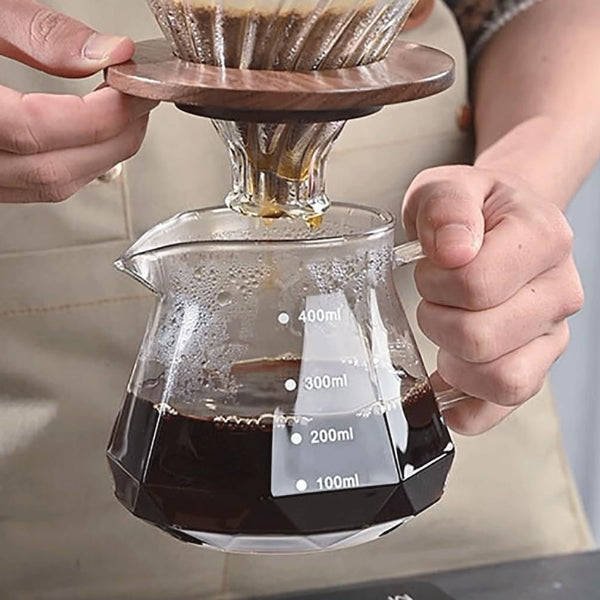 Borosilicate Glass Pot - Diamond Fashion Design Borosilicate Glass Carafe Pot with Lid - 600ml