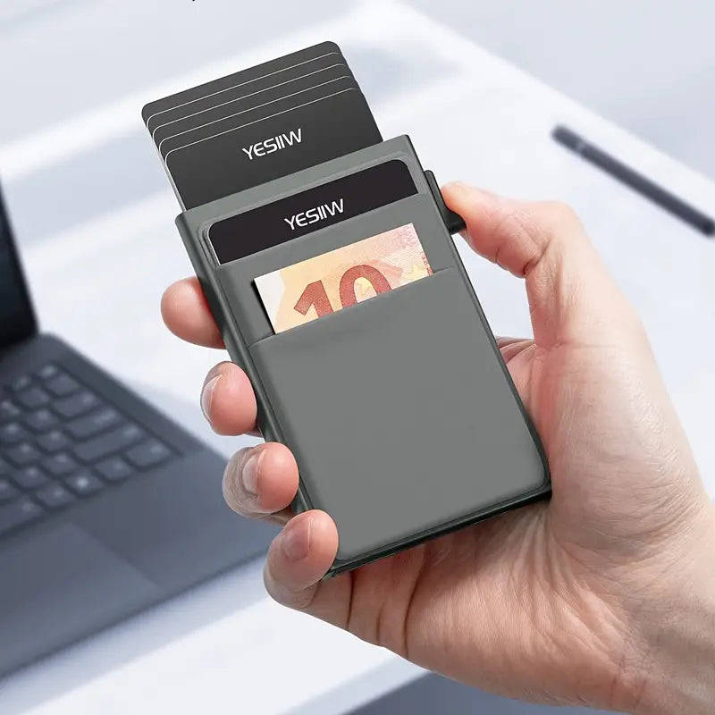 Ultra Slim RFID Pop Up Card Holder With Quick Access Double Pouch