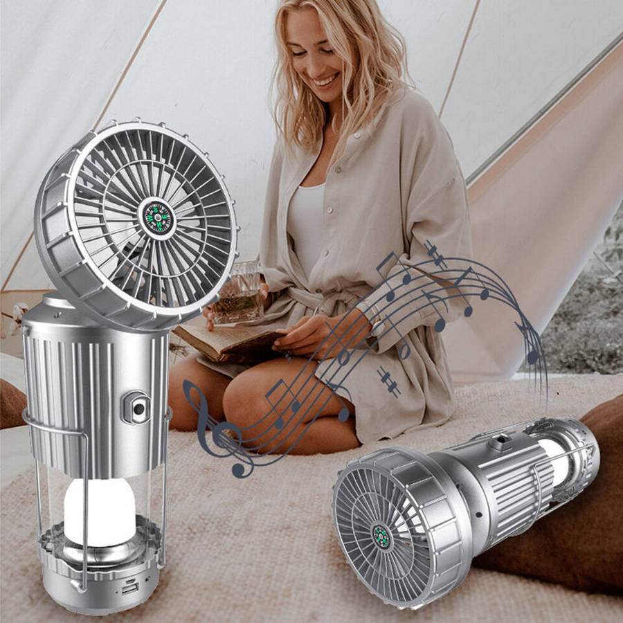 Solar Rechargeable Lantern with Fan ,Speaker and Power Bank