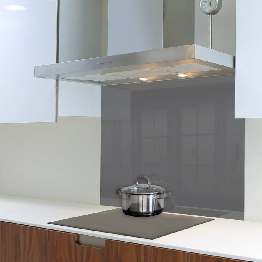 DECORATIVE GLASS WALL TILE 898MM X 700MM GUN METAL