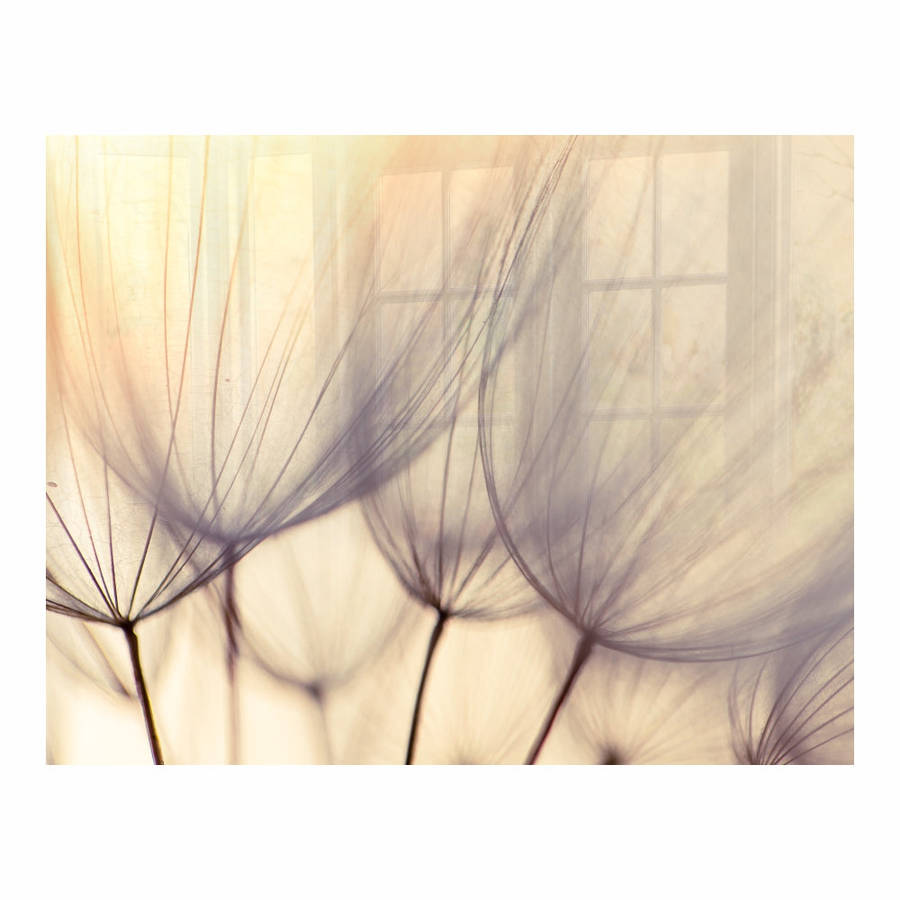 DECORATIVE GLASS WALL TILE 898MM X 700MM DANDELION FLORET