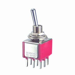 Mini toggle switch 3pdt (on)-off-(on) 7305sycq