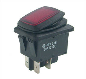 Rocker switch 12v ill-rd led dpst 6.3mmterm on-off r13-285-rd 12vdc