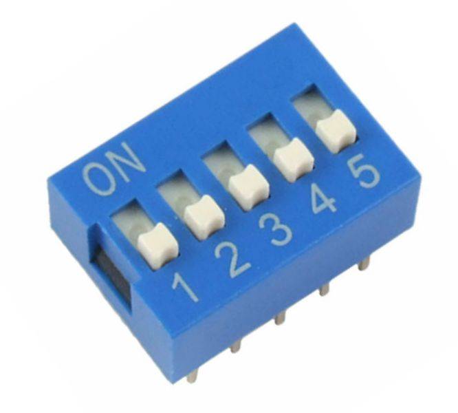 Dip switch std 5pole 100ma 7.62mm blue edg105s