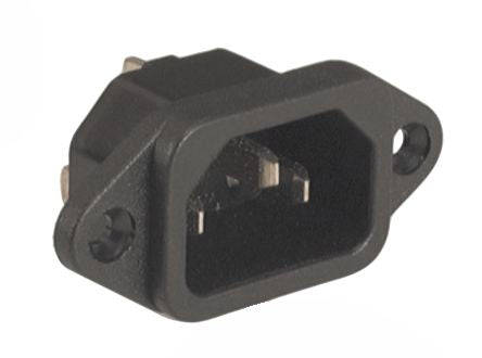 C14 iec plug adapter press-fit 15a 250vac - flanged k241