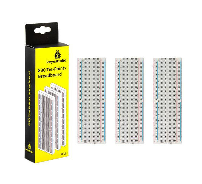 H/quality breadboard 830 point solderless - 3/box ks0330