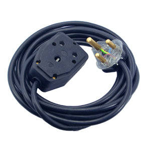 Mains extension lead / cord black 16a 5m lead ext sa janus 5m
