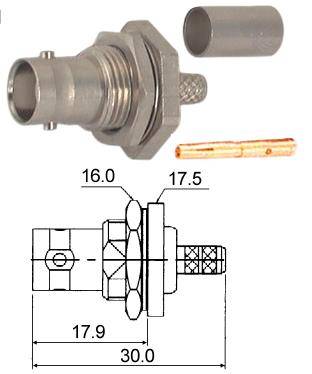 Bnc-socket p/mount bulkhead rg174 50e m5561p