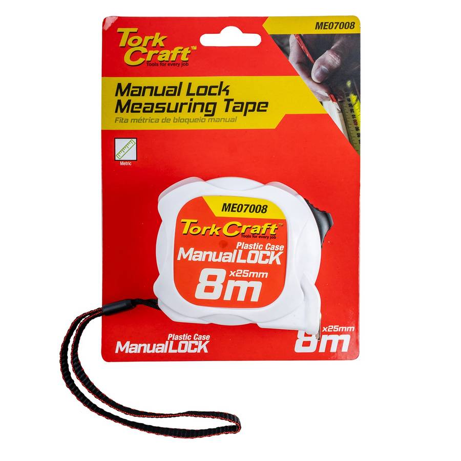 Measuring tape m/lock 8m x 25mm plastic casing