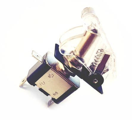 Toggle switch illuminated white with clear safty cover my-t101-wt-cl