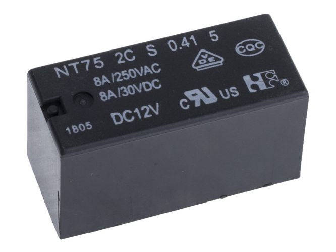 Relay spdt 12a 24vdc 0.41w rect 5pcb nt75-1cz12dc24v0.413.5