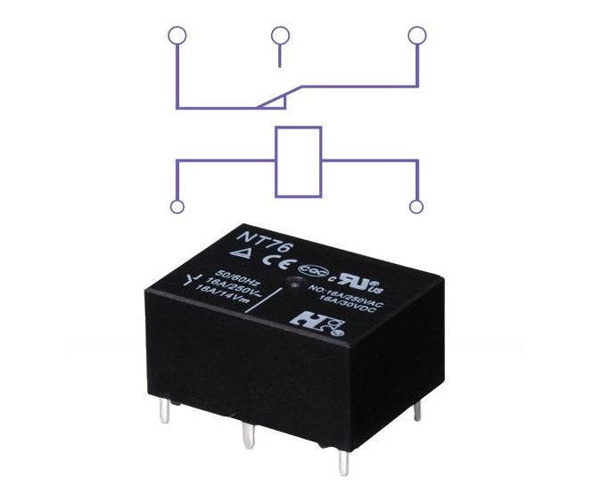 Relay spdt 16a 12vdc rect 5pcb nt76-c-z-12vdc
