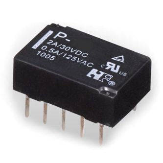 Relay dpdt 2a 5vdc rect 14.3x7.62 10p/pcb p-5