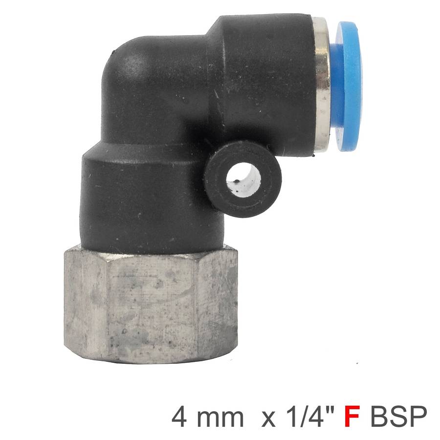 Pu hose fitting elbow 4mm-1/4 f