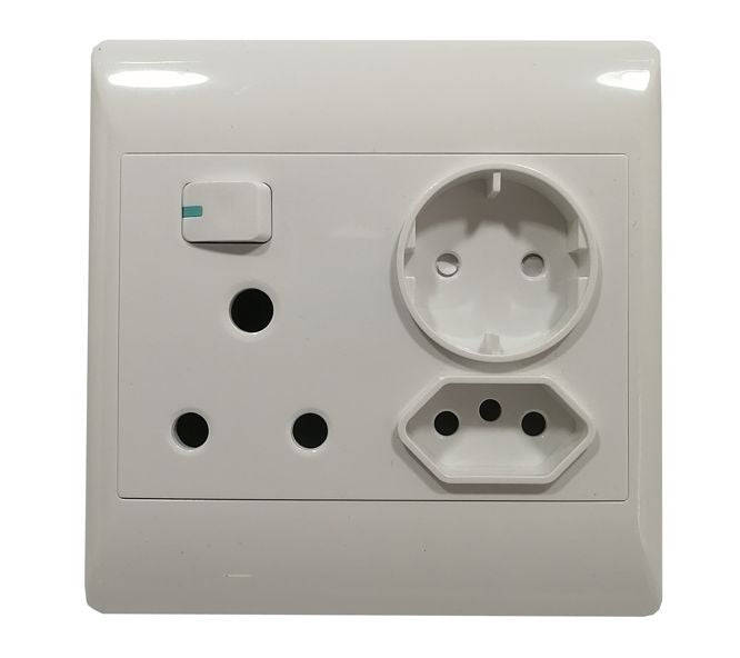 1l 16a +euro+schuko 4x4 flush mount sti-1087