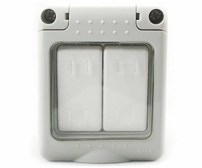 Waterproof surface mount dual light switch sti-002wp