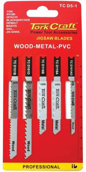 U-shank jigsaw blades 5 piece assorted