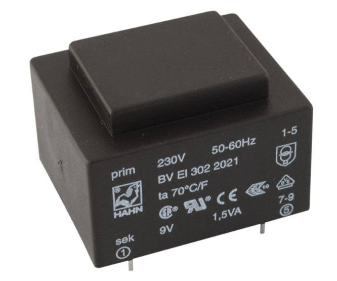 Transformer p=230 s=2x12 0.25a pcb bv ei 422 1225