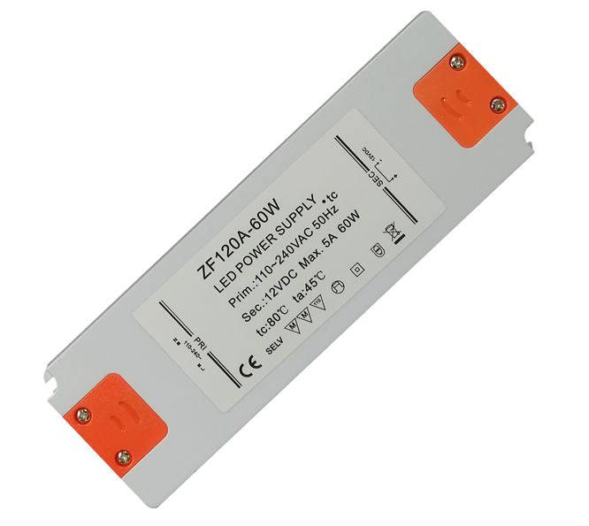 Power supply encl. led driver i=220v o=12v @ 5a 60w zf120a-60w