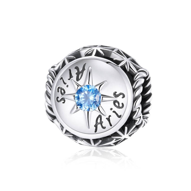 S925 Sterling Silver Twelve Constellation Zircon Beads DIY Bracelet Necklace Accessories, Style:A...
