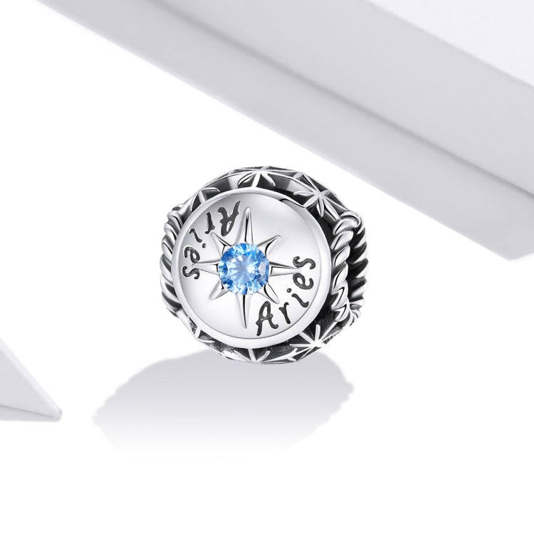 S925 Sterling Silver Twelve Constellation Zircon Beads DIY Bracelet Necklace Accessories, Style:A...