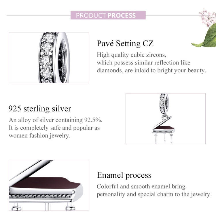 S925 Sterling Silver Grand Piano Pendant DIY Bracelet Necklace Accessories