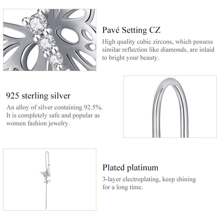S925 Sterling Silver Single Simple Butterfly Ear Studs Women Earrings