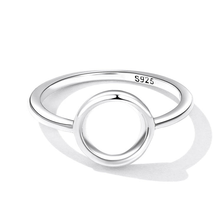 S925 Sterling Silver Simple Ring Women Ring, Size:8