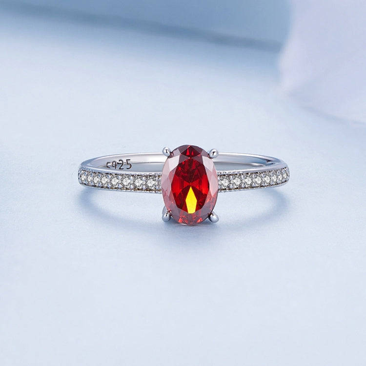 BSR460-7RD S925 Sterling Silver  Zircon Exquisite Pomegranate Ring Hand Decoration