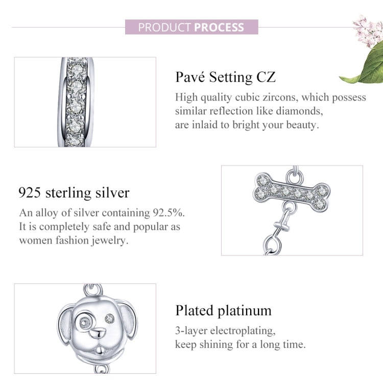 Sterling Silver S925 Pet Dog Beaded DIY Safety Chain Bracelet Accessories