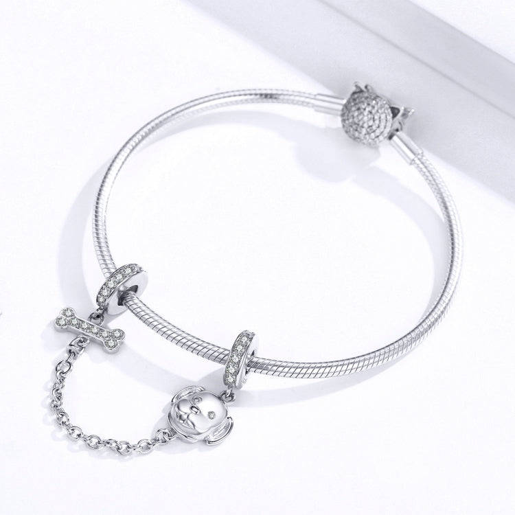 Sterling Silver S925 Pet Dog Beaded DIY Safety Chain Bracelet Accessories