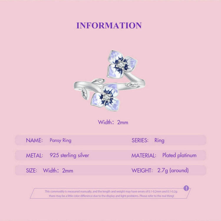 BSR451-E Sterling Silver S925  Zircon Pansy Ring