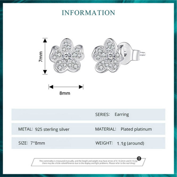 BSE855 Sterling Silver S925  Full-set Zircon Flower Stud Earrings