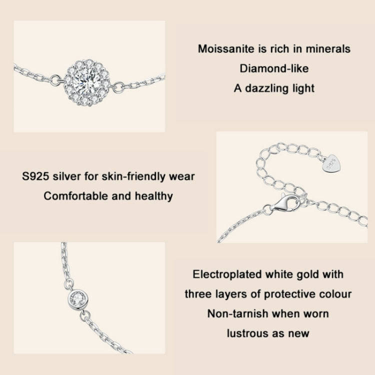 MSB007 Sterling Silver S925  Zircon Moissanite Simple Bracelet