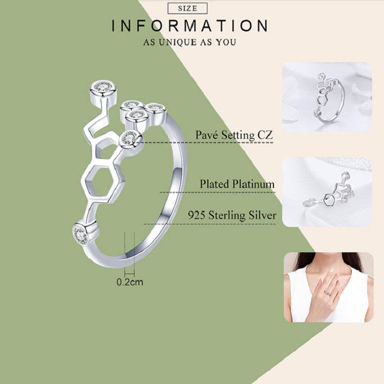 Bee Honeycomb S925 Sterling Silver Open Ring