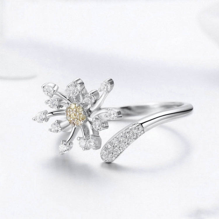 Dandelion Love Inlaid Zircon Ring S925 Sterling Silver Lady Ring