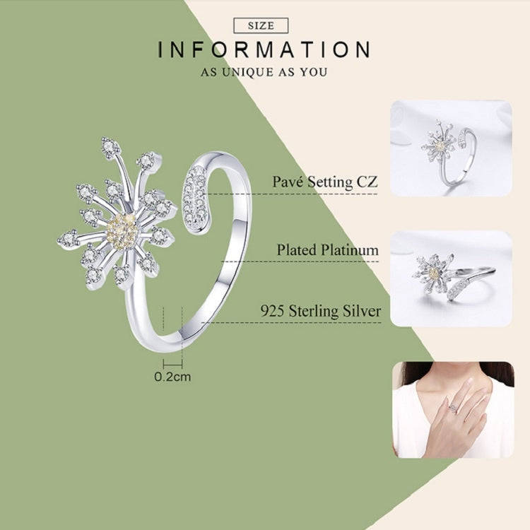 Dandelion Love Inlaid Zircon Ring S925 Sterling Silver Lady Ring