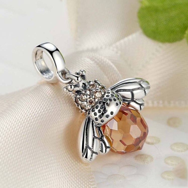 S925 Sterling Silver Personality Inlaid Bee Crystal Pendant