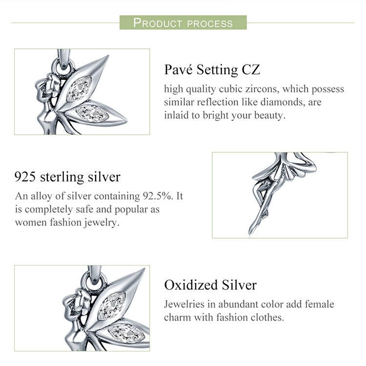 925 Sterling Silver Flower Fairy Dangle Pendant Women DIY Bracelets Necklaces Accessories