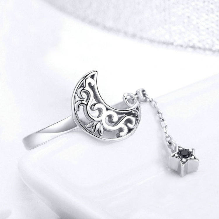 S925 Sterling Silver Ring Starlight Moon Sky Open Ring
