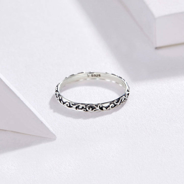 Vintage Pattern Sterling Silver Ring S925 Fashion Pattern Ring, Size:9 US Size