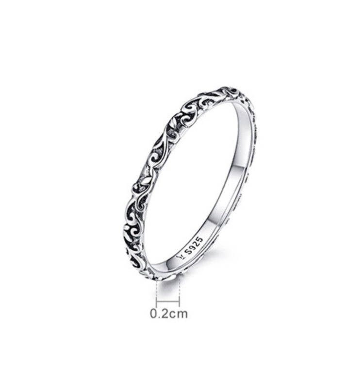 Vintage Pattern Sterling Silver Ring S925 Fashion Pattern Ring, Size:9 US Size